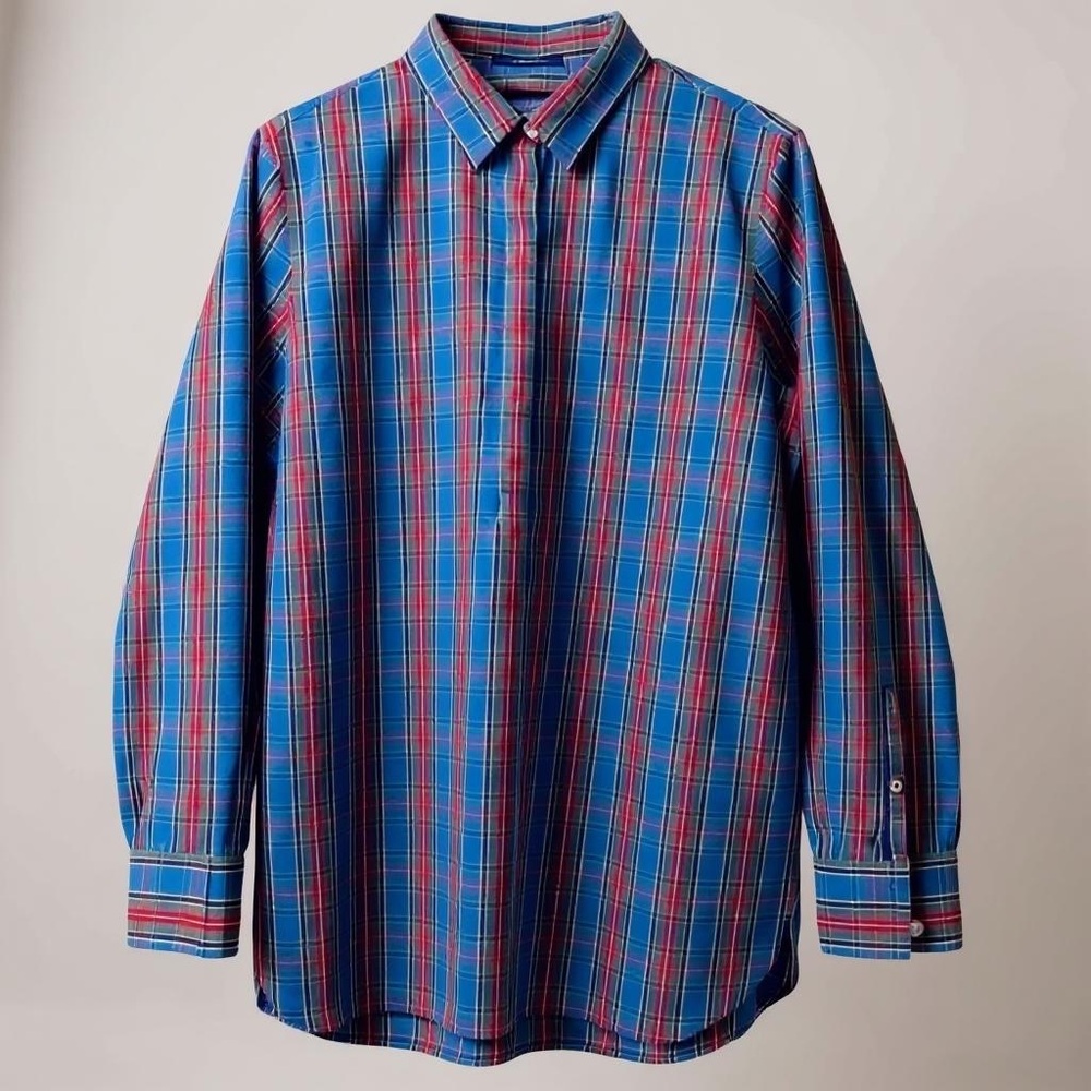 Lands End Women’s Woven Plaid Tunic Shirt Size 12‎